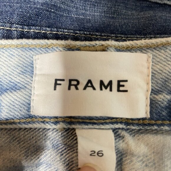 Frame After Jeans Women 26 Le Jane Crop Raw hem Luster Straight Leg wide Boho - Picture 6 of 9